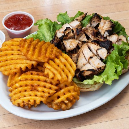 Pepsi Cola Turkey Sandwich with Waffle Fries